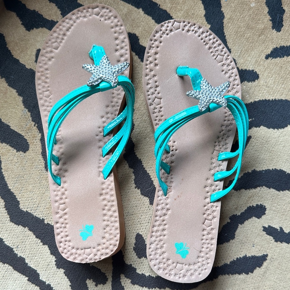 Fashion Bug Starfish Embellished sea green Sandals